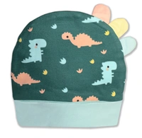 Adhigams New Born Dino Doodle Stylish Cotton Caps/Topi/Hats | Cotton Baby Cap for Baby boy and Girl (Pack of 2) (0 to 6, 6 to 12 Months) - 6-12 M, MULTICOLOR