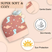 Adhigams New Born Dino Doodle Stylish Cotton Caps/Topi/Hats | Cotton Baby Cap for Baby boy and Girl (Pack of 2) (0 to 6, 6 to 12 Months) - 6-12 M, MULTICOLOR