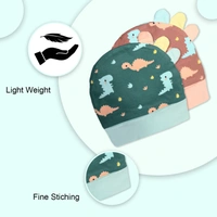 Adhigams New Born Dino Doodle Stylish Cotton Caps/Topi/Hats | Cotton Baby Cap for Baby boy and Girl (Pack of 2) (0 to 6, 6 to 12 Months) - 6-12 M, MULTICOLOR