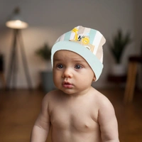 Adhigams New Born Jungle on Wheels Stylish Cotton Caps/Topi/Hats | Cotton Baby Cap for Baby boy and Girl (Pack of 2) (0 to 6, 6 to 12 Months) - 0-6 Months