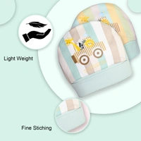 Adhigams New Born Jungle on Wheels Stylish Cotton Caps/Topi/Hats | Cotton Baby Cap for Baby boy and Girl (Pack of 2) (0 to 6, 6 to 12 Months) - 0-6 Months
