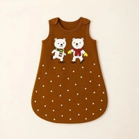 Adhigams Jolly Bear Baby Swaddles for Newborns | Carry Nest & Wearable Blanket | Cotton Baby Bedding for New Born & Infant | Unisex Baby Sleeping Bag | For 0 to 12 Months (Pack of 1) (BROWN) - striped