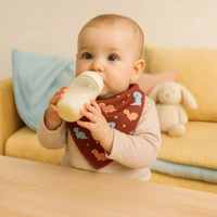 adhigams Dino Doodle Cotton Baby Neck Cloth Feeding Drool Bibs With Adjustable Snap Button Closure, Super Absorbent & Reusable, Soft, Comfortable & Lightweight Bandana, Bibs - 0-12 M