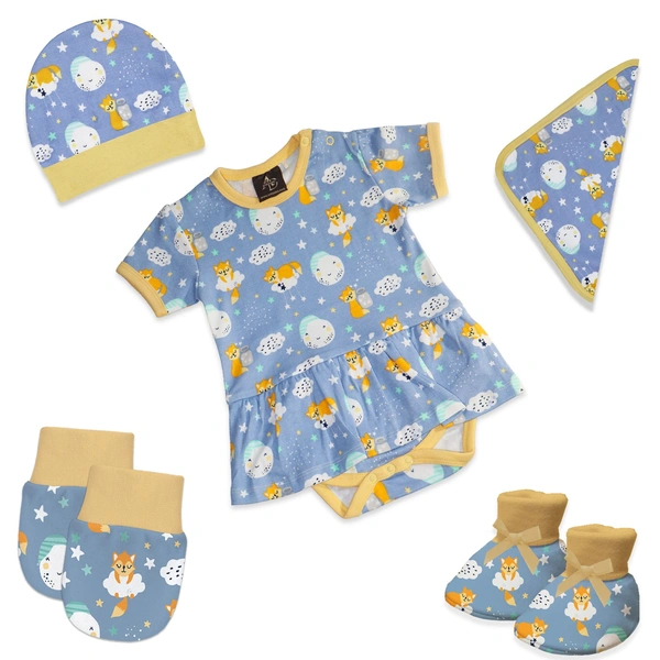 Adhigams Baby Boy Gift Set – 5 Pc, Cosmic Night (Blue)