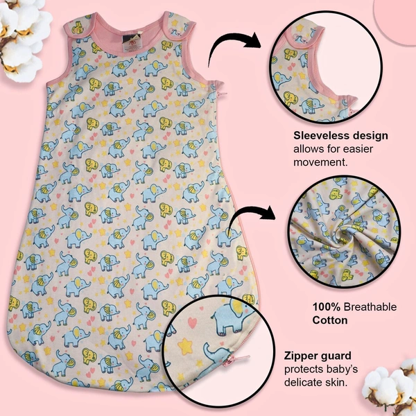 Adhigams Baby Elephant Baby Swaddles for Newborns | Carry Nest & Wearable Blanket | Cotton Baby Bedding for New Born & Infant | Unisex Baby Sleeping Bag | For 0 to 12 Months (Pack of 1) (Pink)