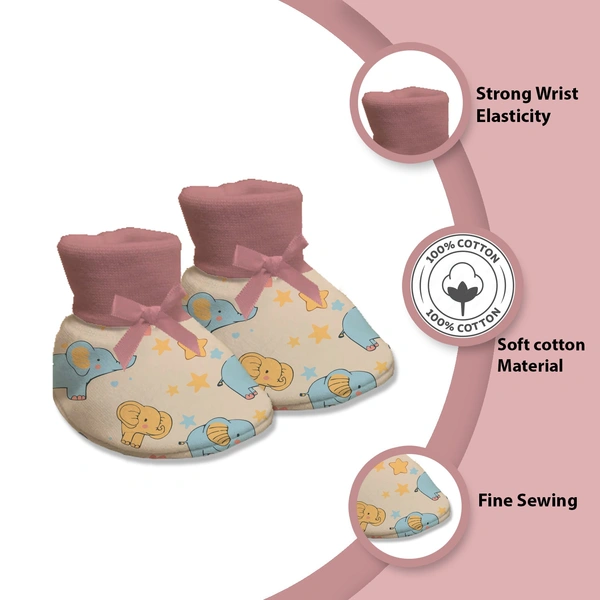 Adhigams Baby Elephant New Born Baby Stylish Cotton Booties for Baby boy and Girl | For 0 to 12 Months (Pack of 2) - 6-12 M