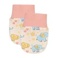 Adhigams Baby Elephant Newborn Cotton Hand Gloves/Muthi/Hosiery Mittens Set with Gentle Elastic Thread Wristbands | Unisex Mittens for 0-12 Months (Pack of 2 Pairs) - 0-6 M