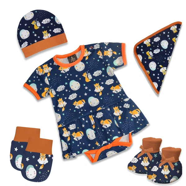 Adhigams Baby Girl Gift Set – 5 Pc, Cosmic Night (Dark Blue)