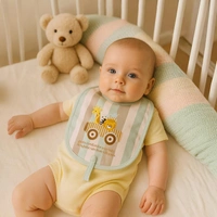 adhigams Jungle On Wheels Cotton Baby Neck Cloth Feeding Drool Bibs With Adjustable Snap Button Closure, Super Absorbent & Reusable, Soft, Comfortable & Lightweight Bandana, Bibs - 0-12 M