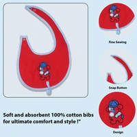 Adhigams Bubbly Bear Cotton Baby Neck Cloth Feeding Drool Bibs with Adjustable Snap Button Closure, Super Absorbent & Reusable, Soft, Comfortable & Lightweight Bandana, Bibs - 0-12 M