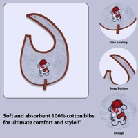 Adhigams Bubbly Bear Cotton Baby Neck Cloth Feeding Drool Bibs with Adjustable Snap Button Closure, Super Absorbent & Reusable, Soft, Comfortable & Lightweight Bandana, Bibs - 0-12 M