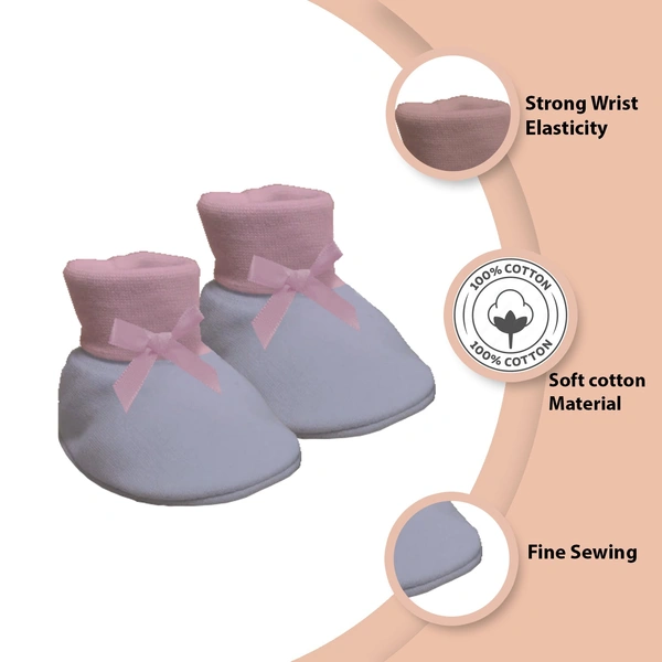 Adhigams Bubbly Bear New Born Baby Stylish Cotton Booties for Baby boy and Girl | For 0 to 12 Months (Pack of 2) - 6-12 M