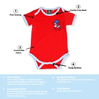 Adhigams Bubbly Bear New Born Baby Unisex Rompers/Jumpsuit/Sleepsuit/Night Suits for Baby Boys & Girls, Infants, 100% Pure Cotton Suit (0-3/3-6/6-9/9-12/12-18 Months) (Pack of 1) (Red)