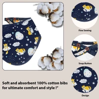 Adhigams Cosmic Night Cotton Baby Neck Cloth Feeding Drool Bibs with Adjustable Snap Button Closure, Super Absorbent & Reusable, Soft, Comfortable & Lightweight Bandana, Bibs - 0-12 M