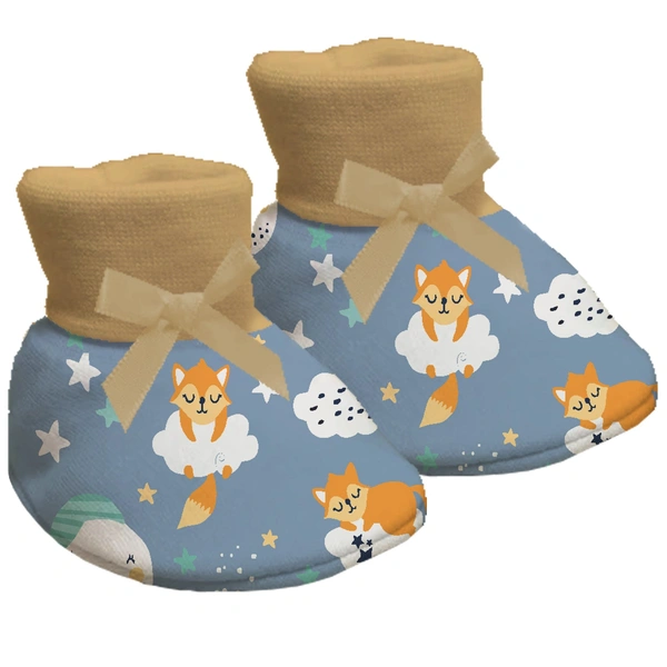 Adhigams Cosmic Night New Born Baby Stylish Cotton Booties for Baby boy and Girl | For 0 to 12 Months (Pack of 2) - 0-6 M