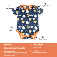 adhigams Cosmic Night New Born Baby Unisex Rompers/Jumpsuit/Sleepsuit/Night Suits For Baby Boys & Girls, Infants, 100% Pure Cotton Suit (0-3/3-6/6-9/9-12/12-18 Months) (Pack Of 1) (Dark Blue)