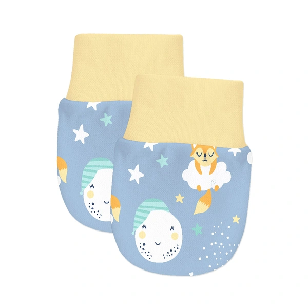 Adhigams Cosmic Night Newborn Cotton Hand Gloves/Muthi/Hosiery Mittens Set with Gentle Elastic Thread Wristbands | Unisex Mittensfor 0-12 Months (Pack of 2 Pairs) - 6-12 M