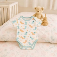 Adhigams Dino Doodle-New Born Baby Unisex Rompers/Jumpsuit/Sleepsuit/Night Suits For Baby Boys & Girls, Infants, 100% Pure Cotton Suit (0-3/3-6/6-9/9-12/12-18 Months) (Pack Of 1) (White)