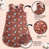 Adhigams Dino Doodle Baby Swaddles for Newborns | Carry Nest & Wearable Blanket | Cotton Baby Bedding for New Born & Infant | Unisex Baby Sleeping Bag | For 0 to 12 Months (Pack of 1) (BROWN) - 0-12 MONTH