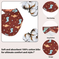 adhigams Dino Doodle Cotton Baby Neck Cloth Feeding Drool Bibs With Adjustable Snap Button Closure, Super Absorbent & Reusable, Soft, Comfortable & Lightweight Bandana, Bibs - 0-12 M