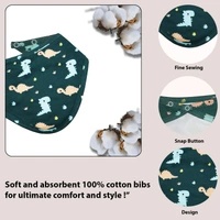 adhigams Dino Doodle Cotton Baby Neck Cloth Feeding Drool Bibs With Adjustable Snap Button Closure, Super Absorbent & Reusable, Soft, Comfortable & Lightweight Bandana, Bibs - 0-12 M