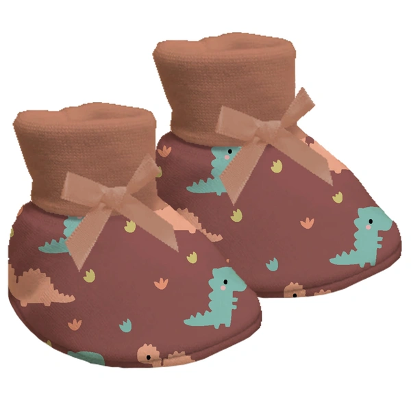 Adhigams Dino Doodle New Born Baby Stylish Cotton Booties for Baby boy and Girl | For 0 to 12 Months (Pack of 2)