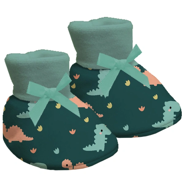 Adhigams Dino Doodle New Born Baby Stylish Cotton Booties for Baby boy and Girl | For 0 to 12 Months (Pack of 2)