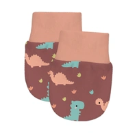 Adhigams Dino Doodle Newborn Cotton Hand Gloves/Muthi/Hosiery Mittens Set with Gentle Elastic Thread Wristbands | Unisex Mittens for 0-12 Months (Pack of 2 Pairs) - 0-6 M