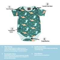 adhigams Dino Doodle-New Born Baby Unisex Rompers/Jumpsuit/Sleepsuit/Night Suits For Baby Boys & Girls, Infants, 100% Pure Cotton Suit (0-3/3-6/6-9/9-12/12-18 Months) (Pack Of 1) (Green)