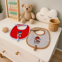 Adhigams Bubbly Bear Cotton Baby Neck Cloth Feeding Drool Bibs with Adjustable Snap Button Closure, Super Absorbent & Reusable, Soft, Comfortable & Lightweight Bandana, Bibs - 0-12 M