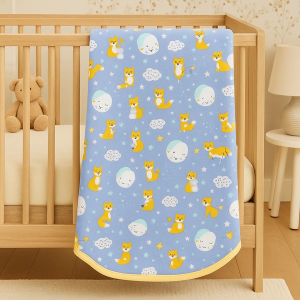 adhigams New Born Baby Cosmic Night Stylish Cotton Blanket for Baby boy and Girl | for 0 to 12 Months (Pack of 1) (Blue) - 0-12 M