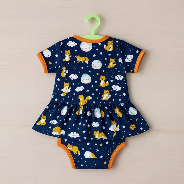 Adhigams Cosmic Night  New Born Baby Unisex Rompers/Jumpsuit/Sleepsuit/Night Suits for Baby Boys & Girls, Infants, 100% Pure Cotton Suit (0-3/3-6/6-9/9-12/12-18 Months) (Pack of 1) (Dark Blue)