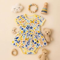 adhigams Sky Dancer New Born Baby Unisex Rompers/Jumpsuit/Sleepsuit/Night Suits for Baby Boys & Girls, Infants, 100% Pure Cotton Suit (0-3/3-6/6-9/9-12/12-18 Months) (Pack of 1) (Yellow)