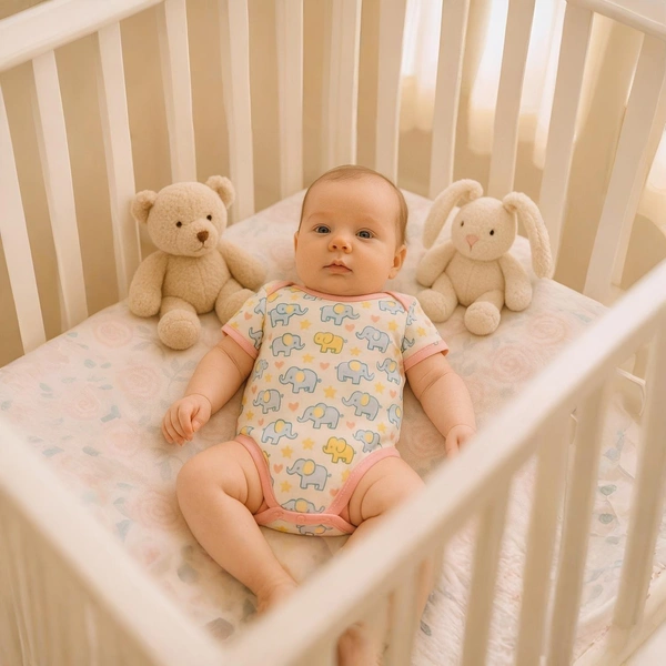 Adhigams Baby Elephant New Born Baby Unisex Rompers/Jumpsuit/Sleepsuit/Night Suits for Baby Boys & Girls, Infants, 100% Pure Cotton Suit (0-3/3-6/6-9/9-12/12-18 Months) (Pack of 1) (Beige) - New Born