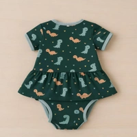 adhigams New Born Baby Dino Doodle Stylish Cotton Romper for Baby Girl | for 3 to 6 Months (Pack of 1) (Green)