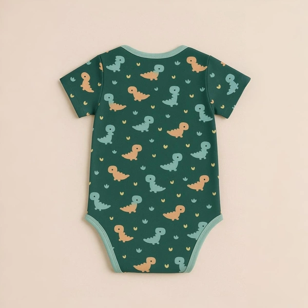 adhigams Dino Doodle-New Born Baby Unisex Rompers/Jumpsuit/Sleepsuit/Night Suits For Baby Boys & Girls, Infants, 100% Pure Cotton Suit (0-3/3-6/6-9/9-12/12-18 Months) (Pack Of 1) (Green)