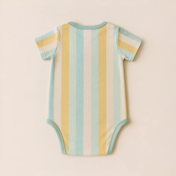 Adhigams Jungle On Wheels New Born Baby Unisex Rompers/Jumpsuit/Sleepsuit/Night Suits for Baby Boys & Girls, Infants, 100% Pure Cotton Suit (0-3/3-6/6-9/9-12/12-18 Months) (Pack of 1) (Strip Yellow)