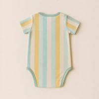 Adhigams Jungle On Wheels New Born Baby Unisex Rompers/Jumpsuit/Sleepsuit/Night Suits for Baby Boys & Girls, Infants, 100% Pure Cotton Suit (0-3/3-6/6-9/9-12/12-18 Months) (Pack of 1) (Strip Yellow)