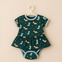 adhigams New Born Baby Dino Doodle Stylish Cotton Romper for Baby Girl | for 3 to 6 Months (Pack of 1) (Green)