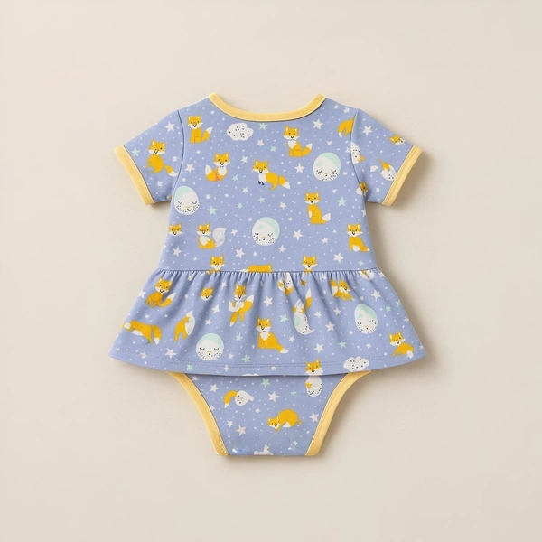 Adhigams Cosmic Night New Born Baby Unisex Rompers/Jumpsuit/Sleepsuit/Night Suits For Baby Boys & Girls, Infants, 100% Pure Cotton Suit (0-3/3-6/6-9/9-12/12-18 Months) (Pack Of 1) (Blue)