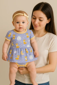 Adhigams Cosmic Night New Born Baby Unisex Rompers/Jumpsuit/Sleepsuit/Night Suits For Baby Boys & Girls, Infants, 100% Pure Cotton Suit (0-3/3-6/6-9/9-12/12-18 Months) (Pack Of 1) (Blue)