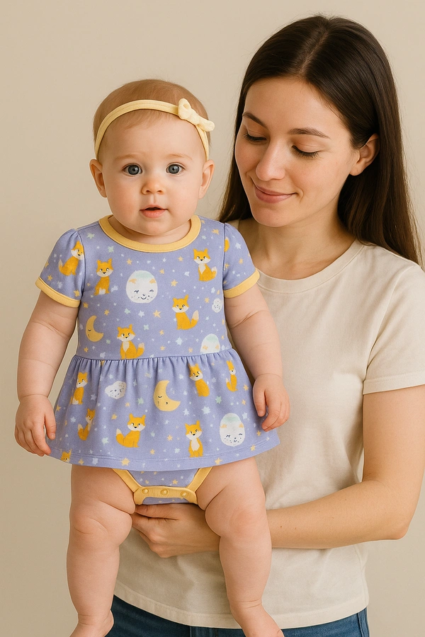 Adhigams Cosmic Night New Born Baby Unisex Rompers/Jumpsuit/Sleepsuit/Night Suits For Baby Boys & Girls, Infants, 100% Pure Cotton Suit (0-3/3-6/6-9/9-12/12-18 Months) (Pack Of 1) (Blue)