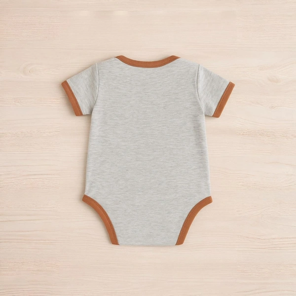 Adhigams Bubbly Bear New Born Baby Unisex Rompers/Jumpsuit/Sleepsuit/Night Suits for Baby Boys & Girls, Infants, 100% Pure Cotton Suit (0-3/3-6/6-9/9-12/12-18 Months) (Pack of 1) (Grey)