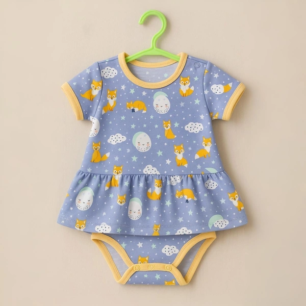 Adhigams Cosmic Night New Born Baby Unisex Rompers/Jumpsuit/Sleepsuit/Night Suits For Baby Boys & Girls, Infants, 100% Pure Cotton Suit (0-3/3-6/6-9/9-12/12-18 Months) (Pack Of 1) (Blue)