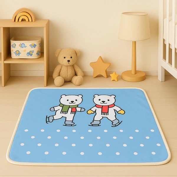 adhigams New Born Baby Jolly Bear Stylish Cotton Blanket for Baby boy and Girl | for 0 to 12 Months (Pack of 1) (Blue) - 0-12 M