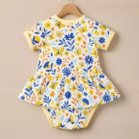 adhigams Sky Dancer New Born Baby Unisex Rompers/Jumpsuit/Sleepsuit/Night Suits for Baby Boys & Girls, Infants, 100% Pure Cotton Suit (0-3/3-6/6-9/9-12/12-18 Months) (Pack of 1) (Yellow)