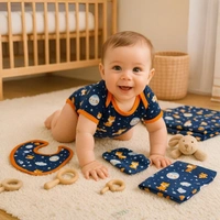 adhigams Cosmic Night New Born Baby Unisex Rompers/Jumpsuit/Sleepsuit/Night Suits For Baby Boys & Girls, Infants, 100% Pure Cotton Suit (0-3/3-6/6-9/9-12/12-18 Months) (Pack Of 1) (Dark Blue)