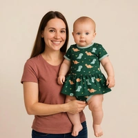 adhigams New Born Baby Dino Doodle Stylish Cotton Romper for Baby Girl | for 3 to 6 Months (Pack of 1) (Green)