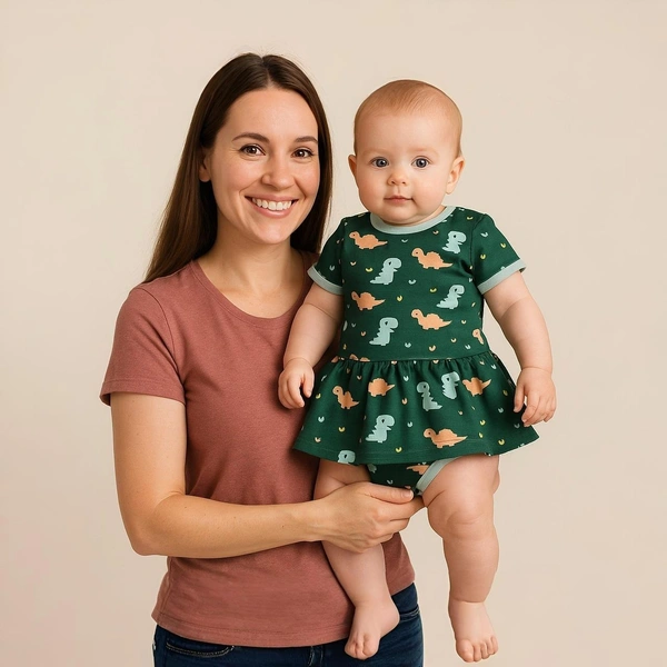 adhigams New Born Baby Dino Doodle Stylish Cotton Romper for Baby Girl | for 3 to 6 Months (Pack of 1) (Green)