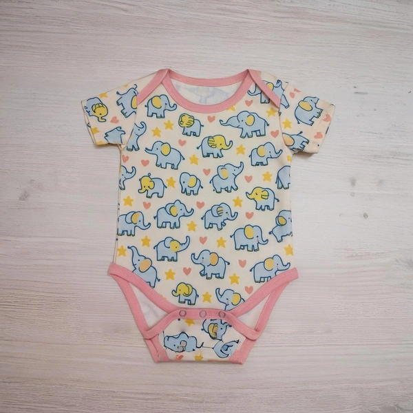 Adhigams Baby Elephant New Born Baby Unisex Rompers/Jumpsuit/Sleepsuit/Night Suits for Baby Boys & Girls, Infants, 100% Pure Cotton Suit (0-3/3-6/6-9/9-12/12-18 Months) (Pack of 1) (Beige) - 3-6 M